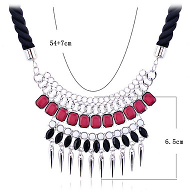 Lureme сплава Rhinestone заклепки ожерелье веревочки