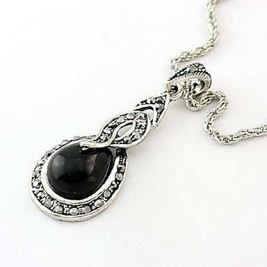 Корейский античный серебряный овальный Gem ожерелье (случайный цвет)