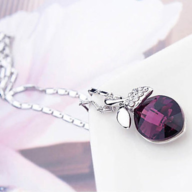 Мода (Овальный кулон) Серебро Платина покрыла ожерелье (прозрачный и более) (1 шт)