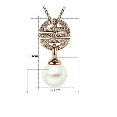 Vogue Сияющий Австрия Кристалл 18K Белое / Роуз Позолоченные Крем Перл Подвеска ожерелье шарма