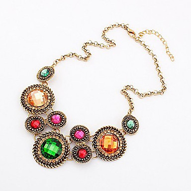 Vintage инкрустированный круглый камень Изящные ожерелья Короткие