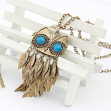 Ретро Листья Сова свитер цепи ожерелье