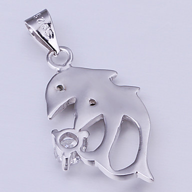 Серебряная леди Neckace с двойной кулон дельфины