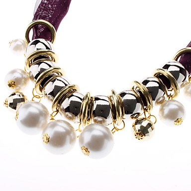 Фиолетовый Pearl Короткие Ожерелье Шарф