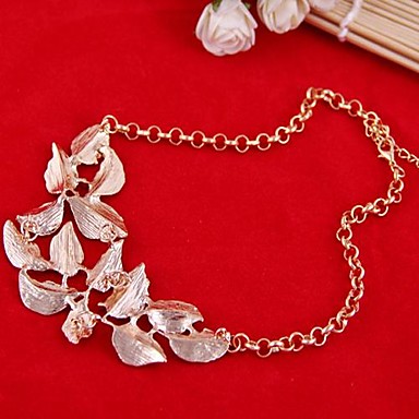 1 шт) Европейская (Hollow Gold Leaf ожерелье) Золотой сплав цепи ожерелье (золото)