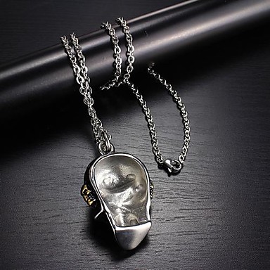 Нержавеющая сталь 316L Blue Eye Череп Кулон без цепи ожерелье (20 ")