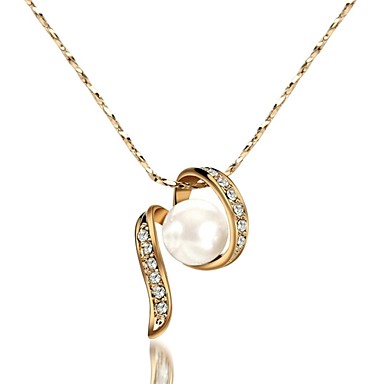 Ladylike 18K Белое / Роуз Позолоченные использования Сияющий Австрия Кристалл Перл моды кулон ожерелье