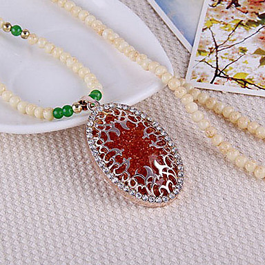 Полые овальные Gemstone опал ожерелье из бисера