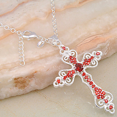 (1 шт) Мода (Крест) красный драгоценный камень кулон