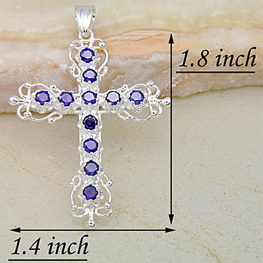 (1 шт) Мода (Крест) синий драгоценный кулон