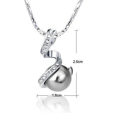 Platinum покрытием Сияющий Австрия Crystal White Pearl Имитация Шарм ожерелье