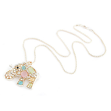 Мода (Слон подвеска) Золото Проба с Rhinestone Подвеска Ожерелье (многоцветный) (1 шт)
