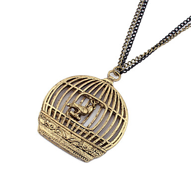Vintage Античная медь Birdcage Pendnat Ожерелье