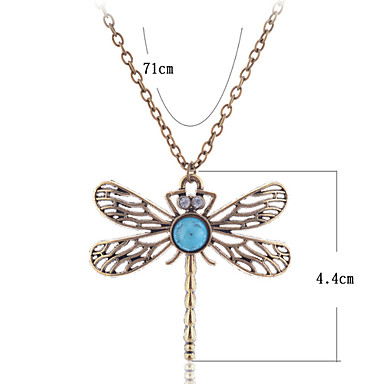 Античная медь сплав Бирюзовый Dragonfly ожерелье