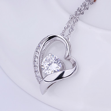 Серебряная necklace. сердца ювелирных изделий Белый Rhinestone