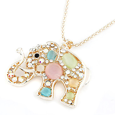 Мода (Слон подвеска) Золото Проба с Rhinestone Подвеска Ожерелье (многоцветный) (1 шт)