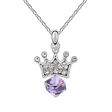 Rhinestone Кристалл Cu Корона Платиновый покрытием ожерелье