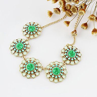 Корея Стиль Green Flower ожерелье