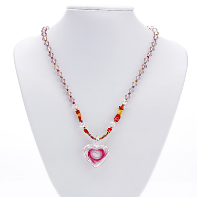 Heart Shape цветной глазурью Crystal ожерелье