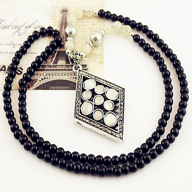 подарок для подруги урожая (алмаз опал) черный акриловой с серебряной сплава ожерелье (1 шт)