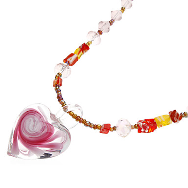 Heart Shape цветной глазурью Crystal ожерелье