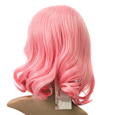 Монолитным синтетические розовые короткие волнистые волосы парика