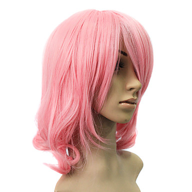 Монолитным синтетические розовые короткие волнистые волосы парика