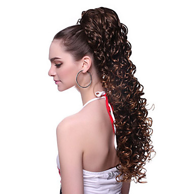 Высокое качество синтетический Волнистые derm Браун Ponytail