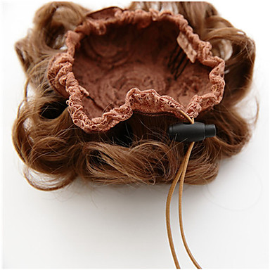 Резиновая лента Связанные Синтетический светлый золотистый коричневый цвет Волнистые Наращивание волос