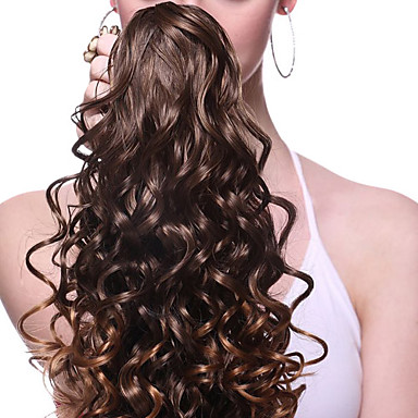 Высокое качество синтетический Волнистые derm Браун Ponytail