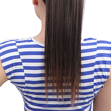 Высококачественных синтетических ленточку каштановый Хвощ Ponytail Straight парики