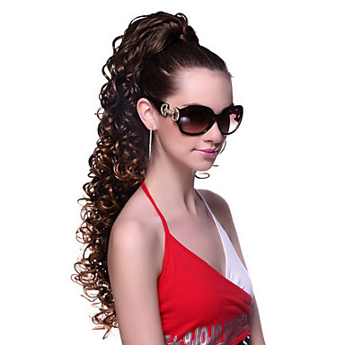 Высокое качество синтетический Волнистые derm Браун Ponytail