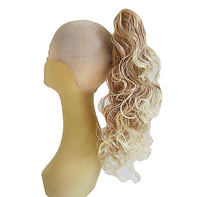 Высокого качества синтетического природного Длинные завитые Golden Смешанная Ponytail Блондинки
