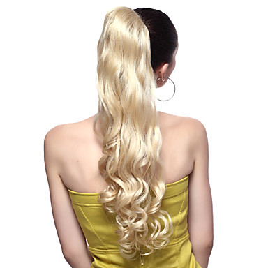 Высокое качество синтетический длинные волнистые Ponytail Блондинки