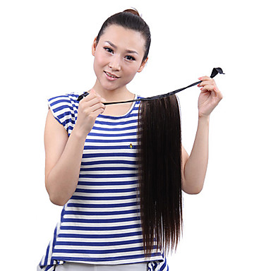 Высококачественных синтетических ленточку каштановый Хвощ Ponytail Straight парики