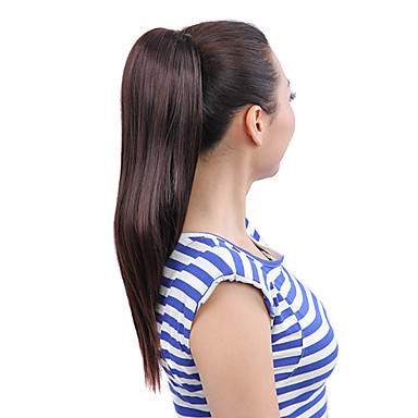 Kanekalon японца синтетического волокна ленточку каштановый Хвощ Ponytail Straight парики