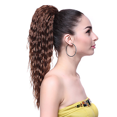 Высокое качество синтетический длинные волнистые каштановые Ponytail