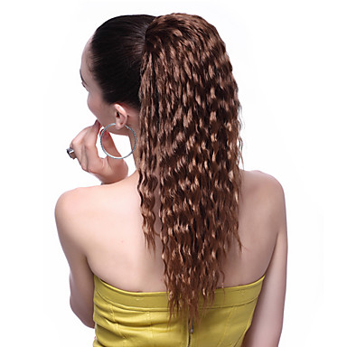 Высокое качество синтетический длинные волнистые каштановые Ponytail