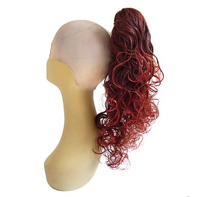 Высокое качество синтетический Длинные Карие Смешанная красный курчавый хвост