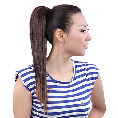 Высококачественных синтетических ленточку каштановый Хвощ Ponytail Straight парики