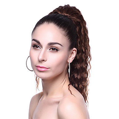 Высокое качество синтетический длинные волнистые каштановые Ponytail