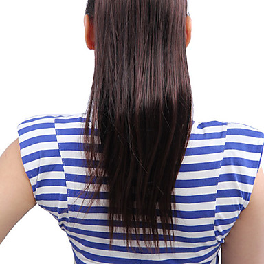 Kanekalon японца синтетического волокна ленточку каштановый Хвощ Ponytail Straight парики