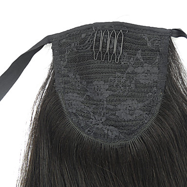 100% человеческих волос прямой Ponytail с 2 цвета на выбор