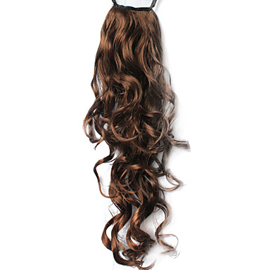 высококачественных синтетических 21,63 "темно-коричневый кудрявый хвостик