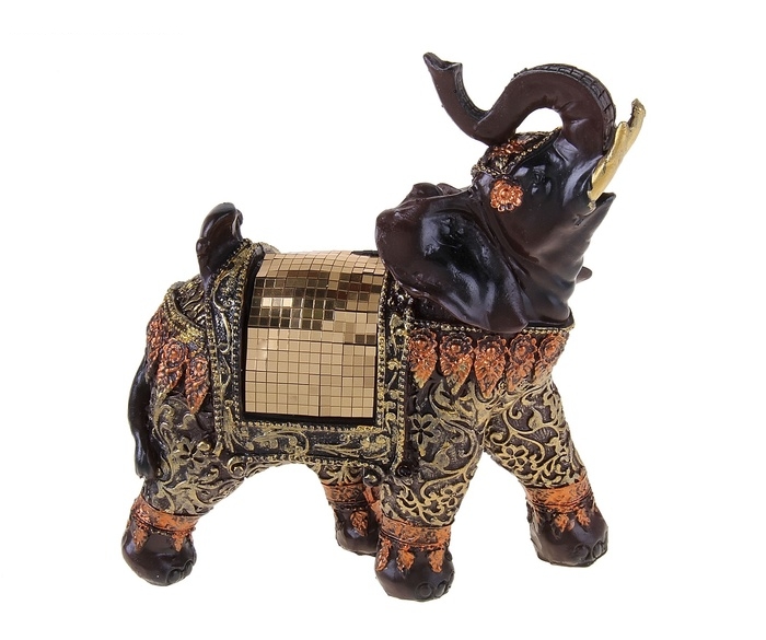 Фигурка Слон мозаичная попона и золотистые бивни