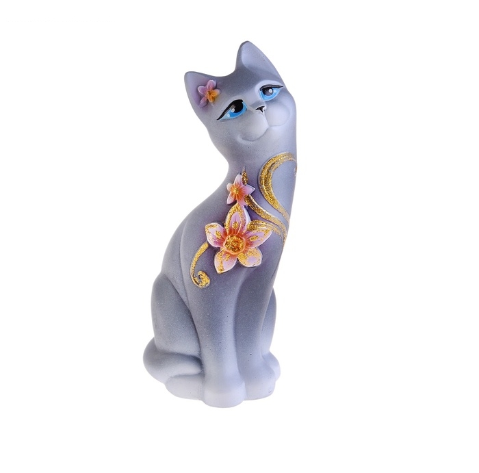 Сувенир Кошка серая 10*8*21см гипс