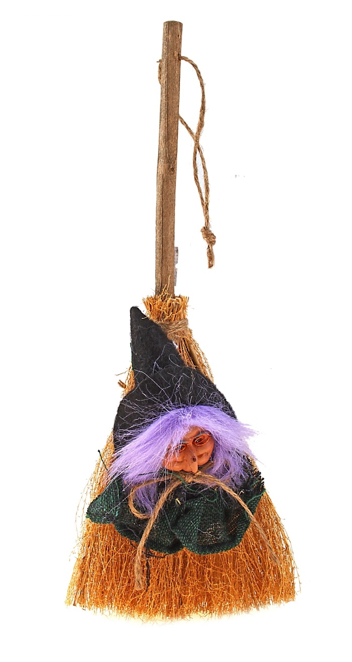 Баба - яга метла с бантиком из веревочки
