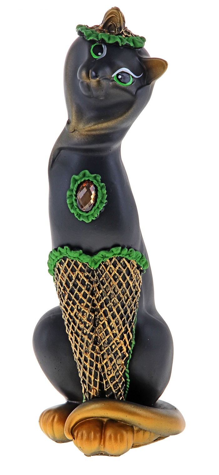 Сувенир кошка Анжелика кокетка цвет черный золото