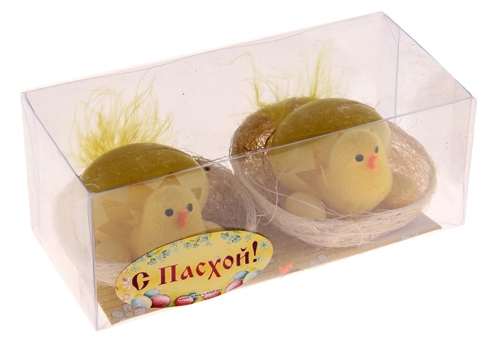 Сувенир цыпа из скорлупы в гнезде (набор 2 шт)