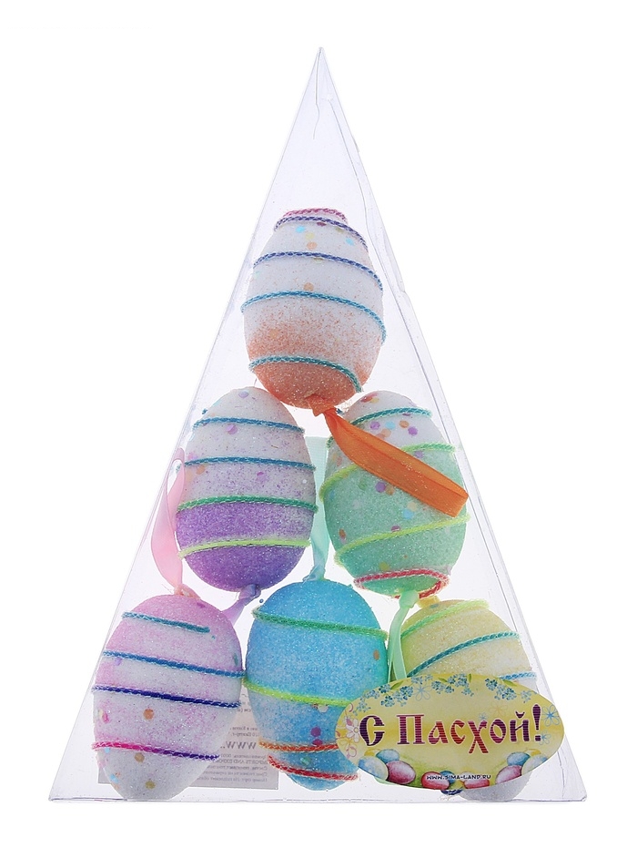 Сувенир-яйцо с блестками и пайетками Спираль, набор 6 шт